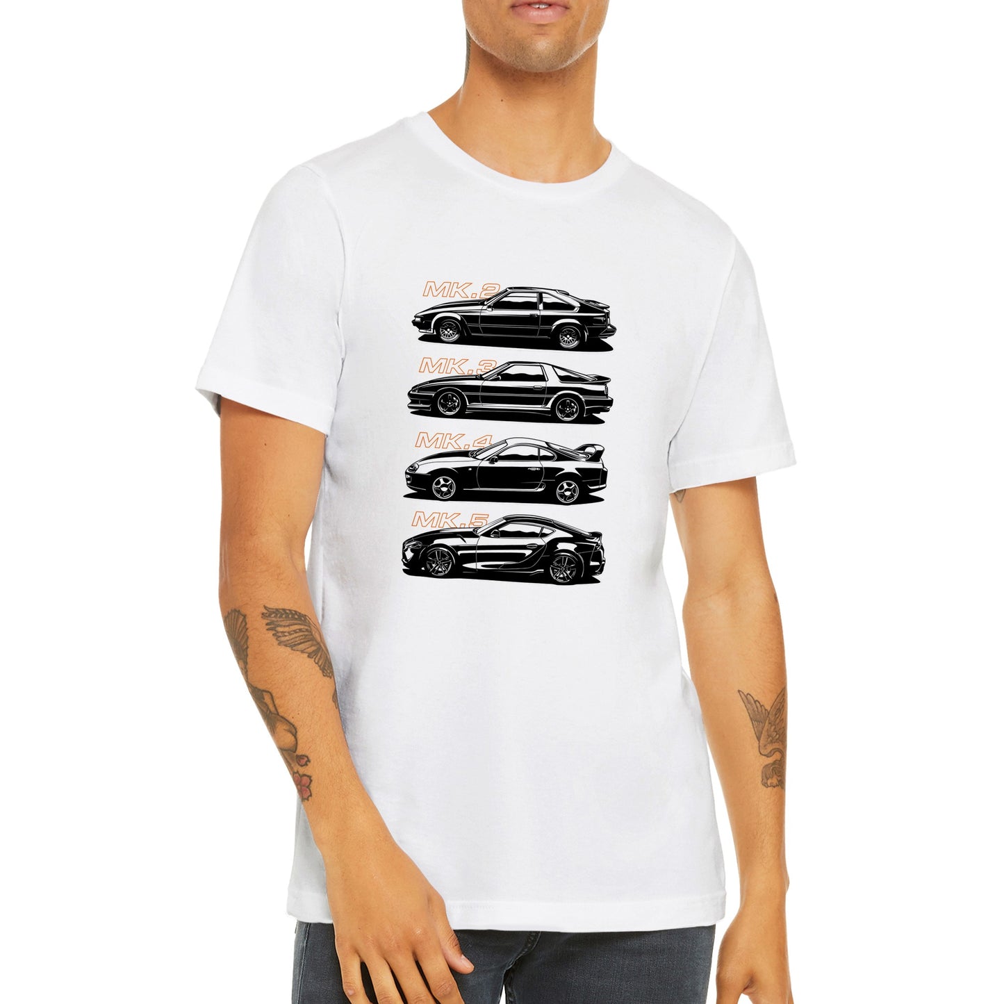 Car T-shirt - The History of Supra Artwork - Premium Unisex T-shirt