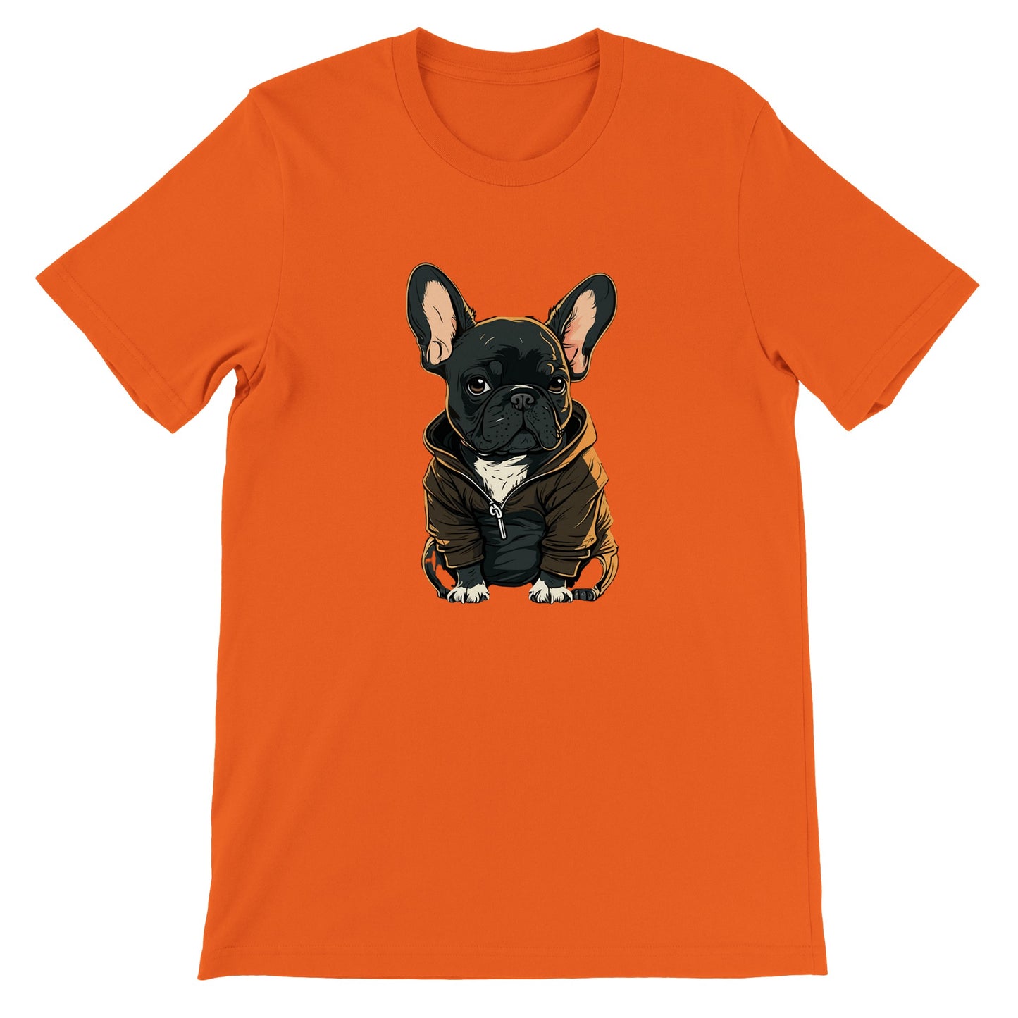 Hunde T-shirt - Fransk Bulldog Dark Hoodie Artwork - Premium Unisex T-shirt