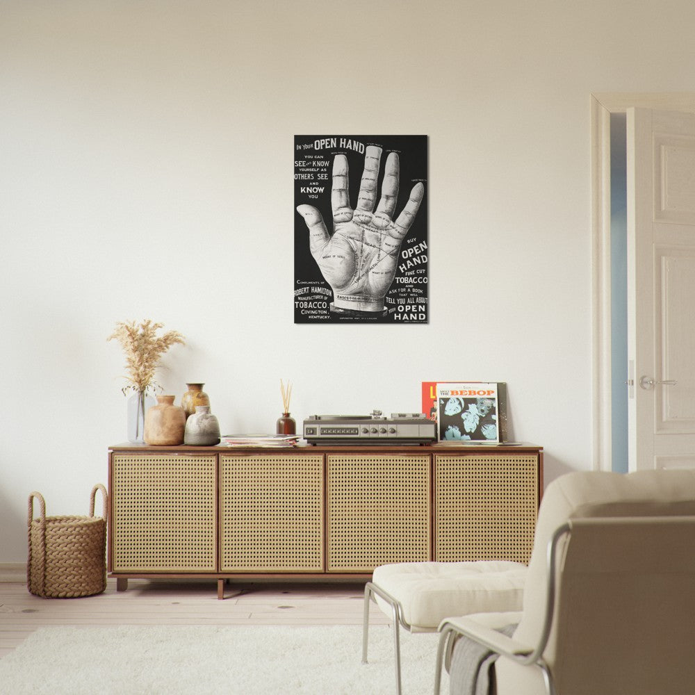 Poster - Retro Open Hand, Palm Reading - Premium Matte Paper