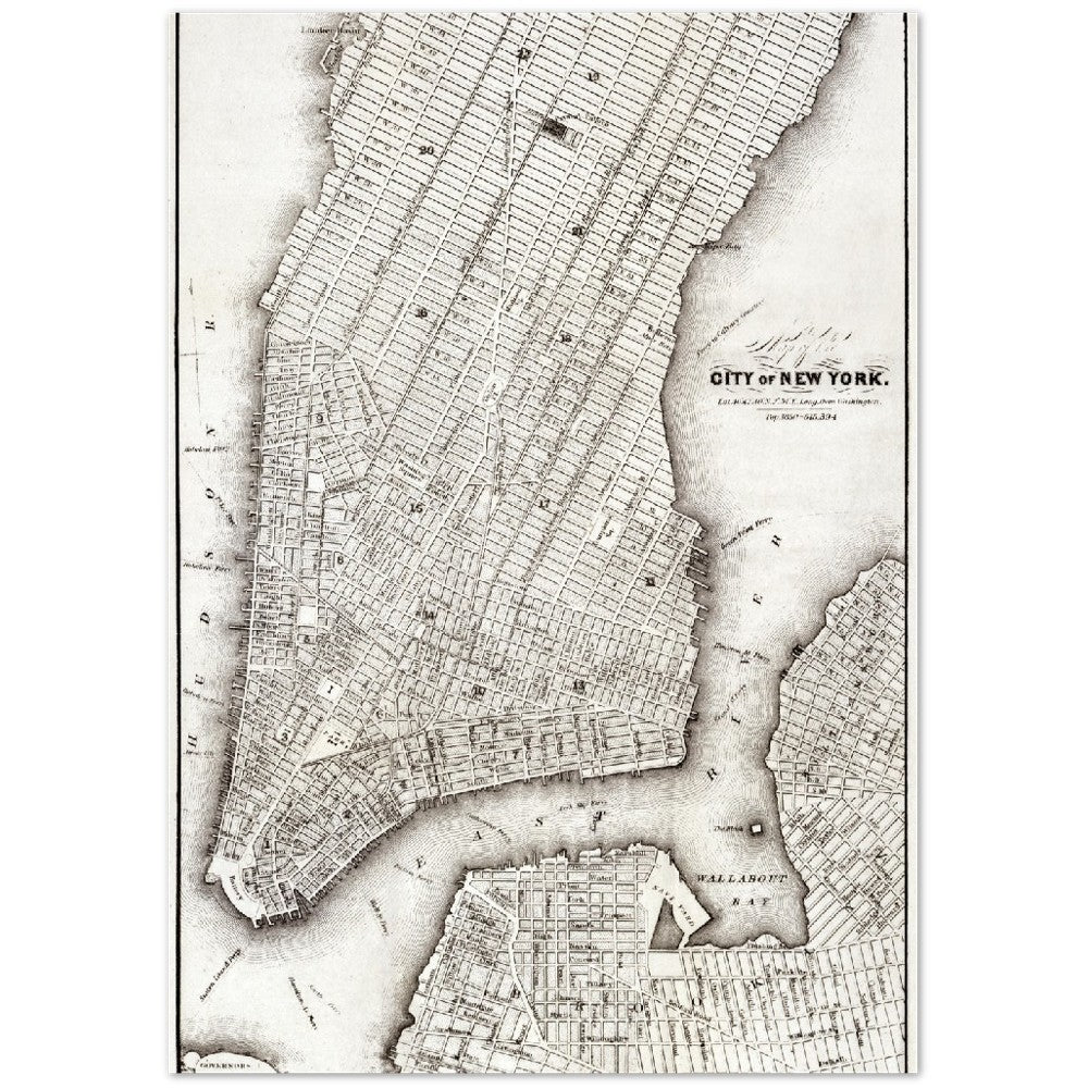 Plakat - New York by plakat (ca. 1850) Premium Mat Papir