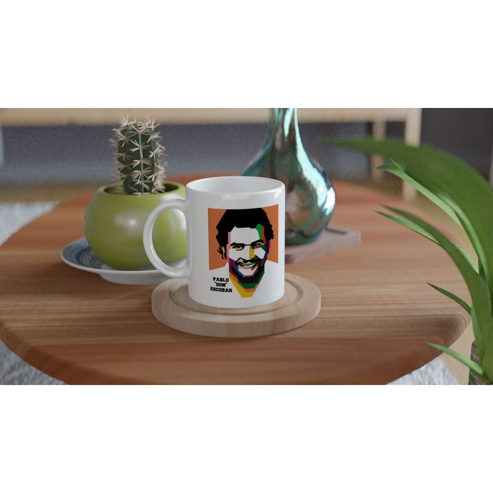 Pablo “Don Escobar” Krus – Retro Artwork (Hvid Keramik 330 ml)