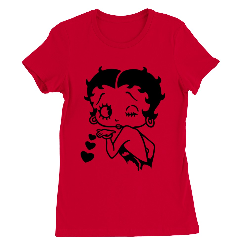 T-shirt - Betty Boop Kisses Artwork - Premium Women's Crewneck T-shirt
