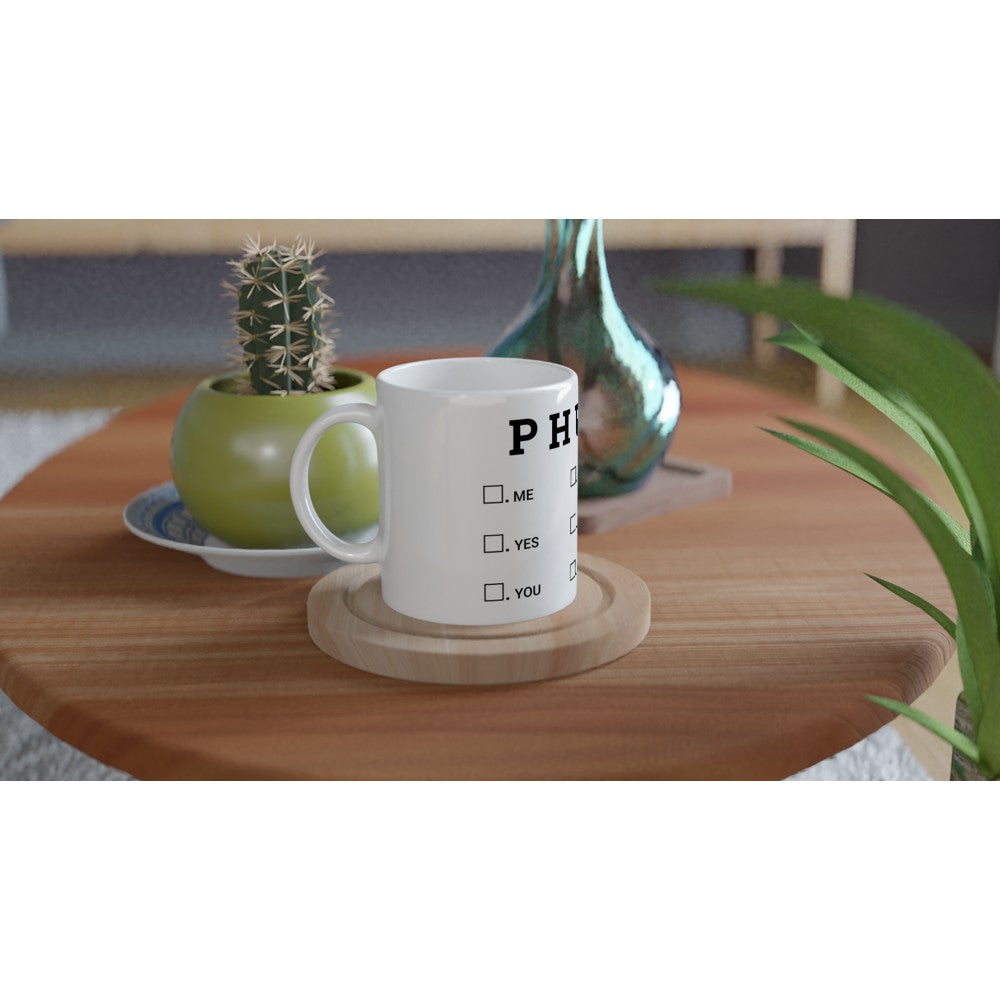 Phuck. Dot. – Lustige Tasse (Weiße Keramik 330 ml)