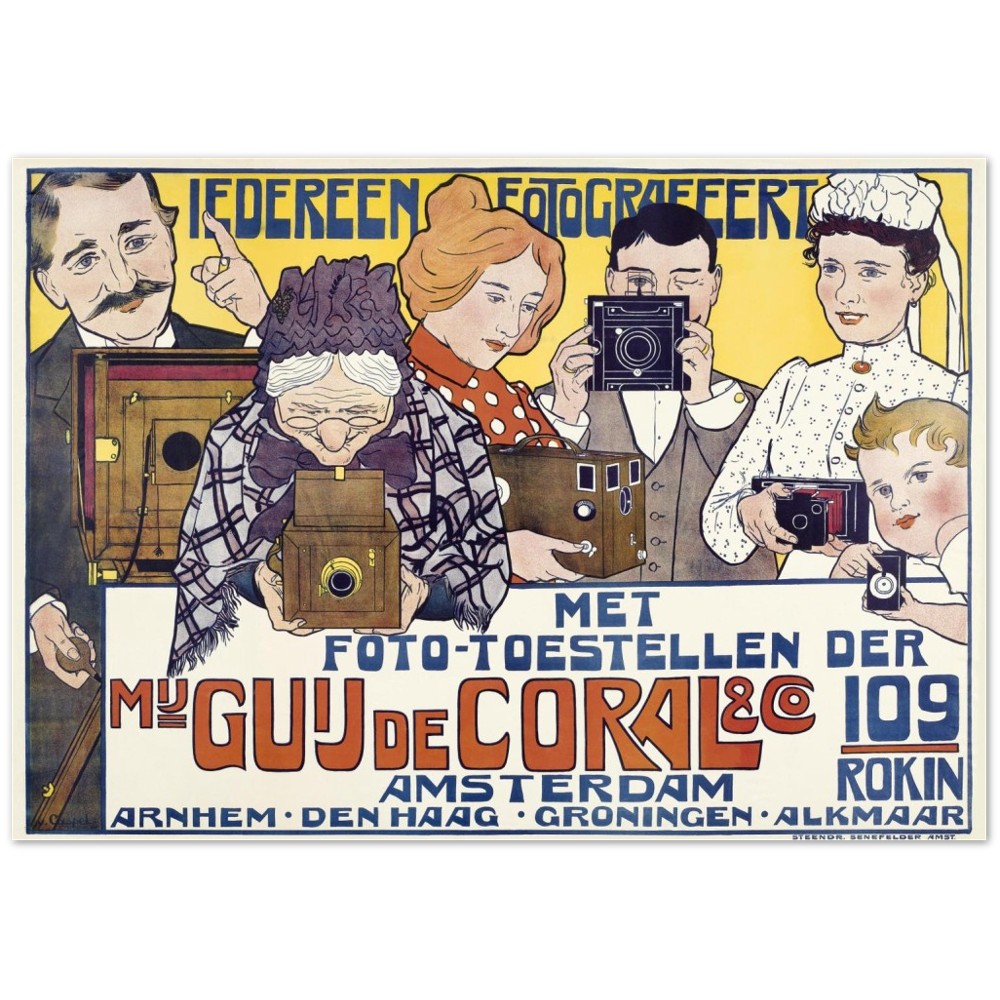 Poster Ledereen photographed (1901) by Johann Georg van Caspel