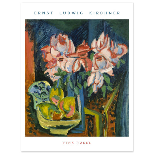 Poster - Ernst Ludwig Kirchner - Vintage - rosa Rose - Wandkunstdekoration