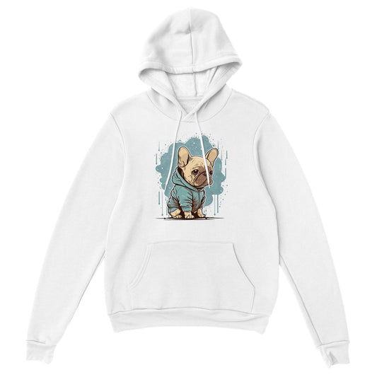 Hoodie - Lys Fransk Bulldog Light Hoodie Artwork - Premium Unisex Pullover Hoodie