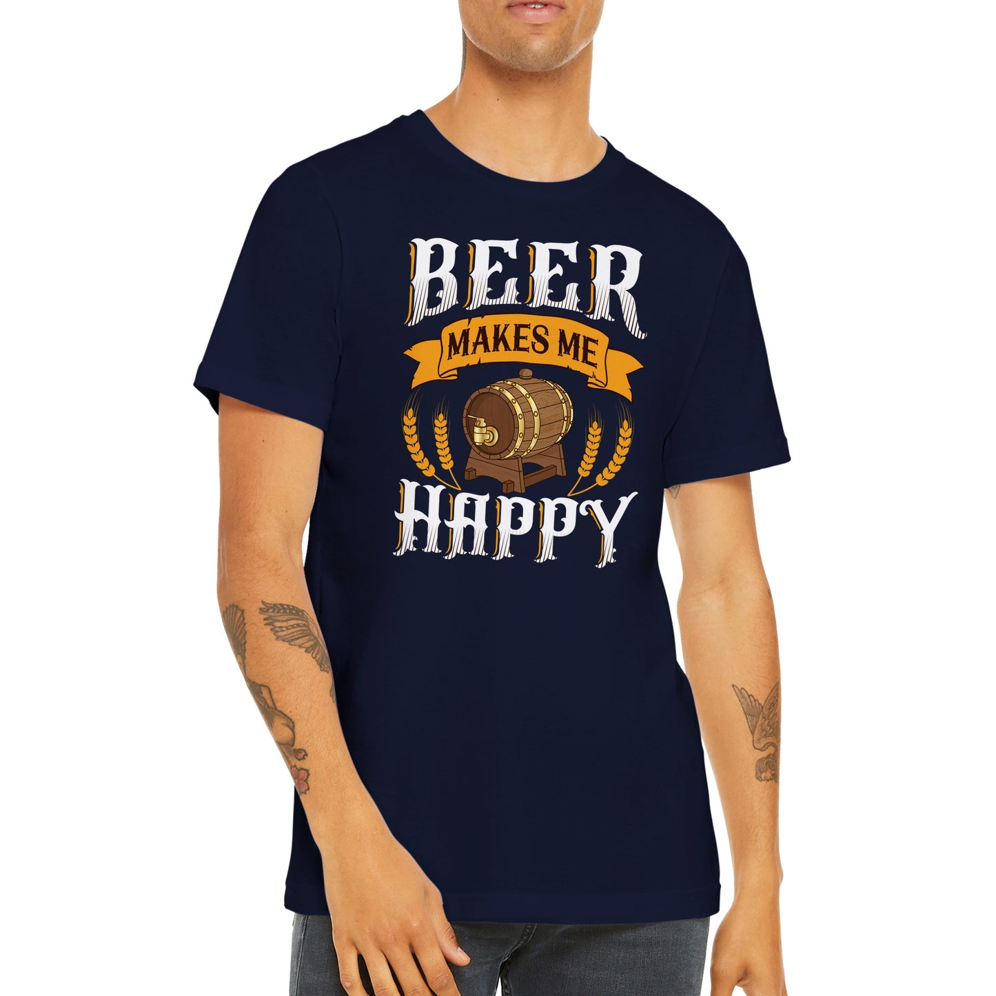 Sjove T-shirts - Beer Makes Me Happy - Premium Unisex T-shirt