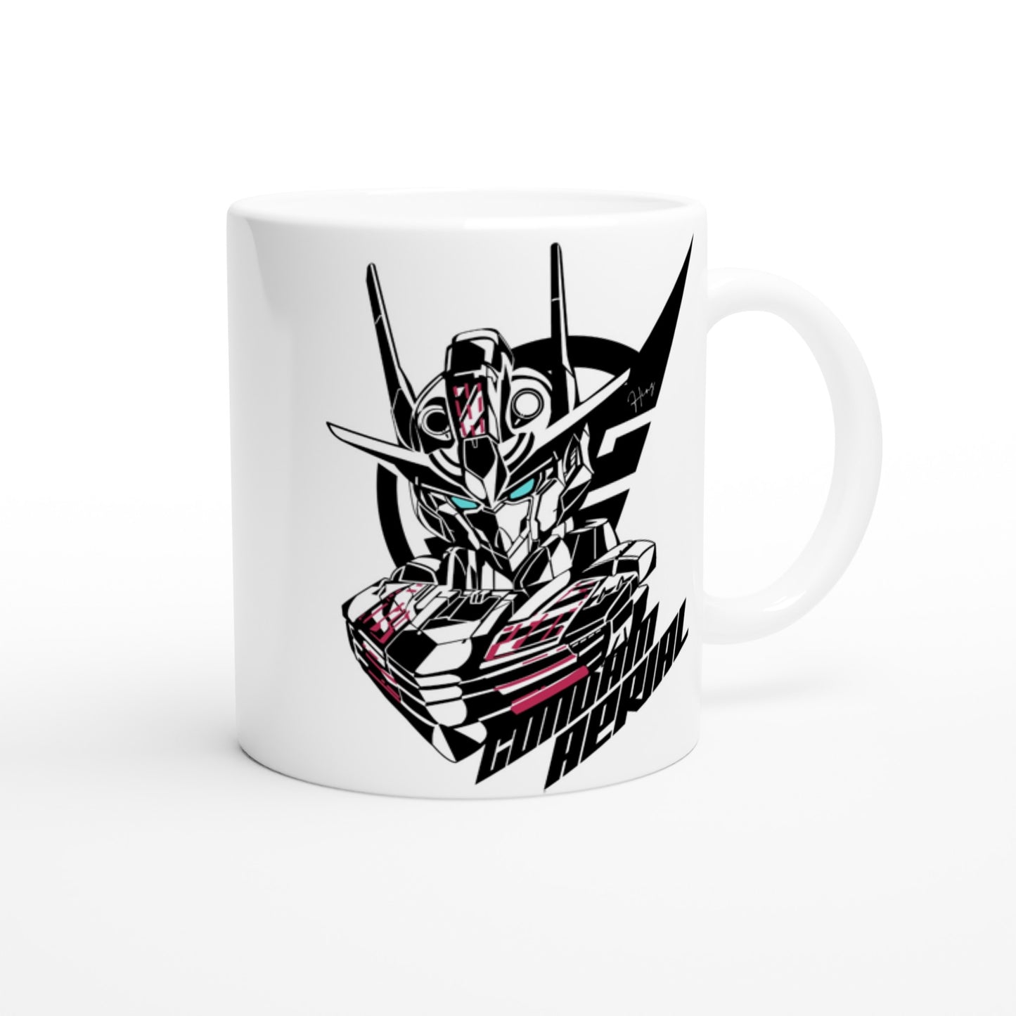 Gundam Mug - Gundam Aerial Artwork - White Ceramic 330ml Mug 
