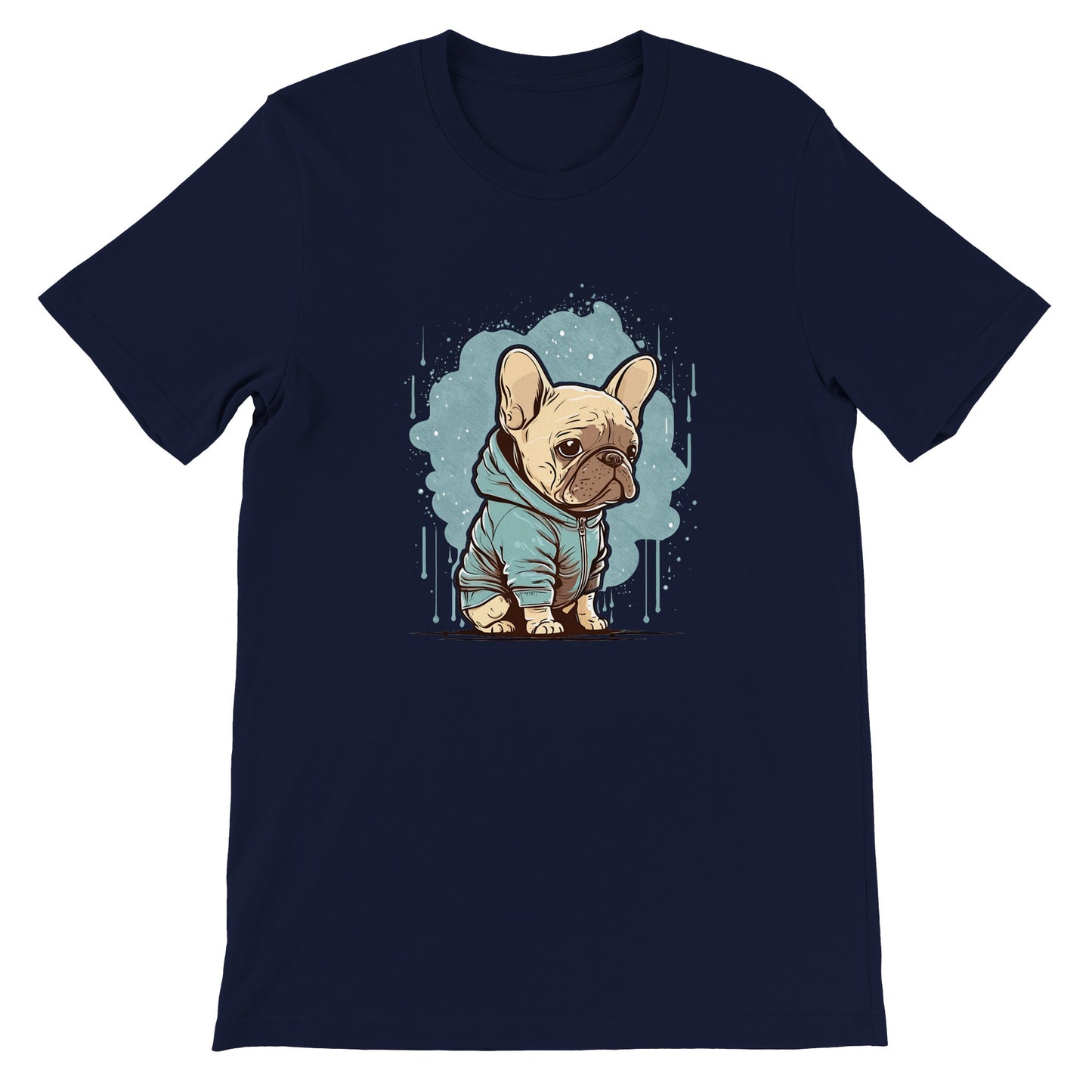 Hunde T-shirt - Lys Fransk Bulldog Light Hoodie Artwork - Premium Unisex T-shirt