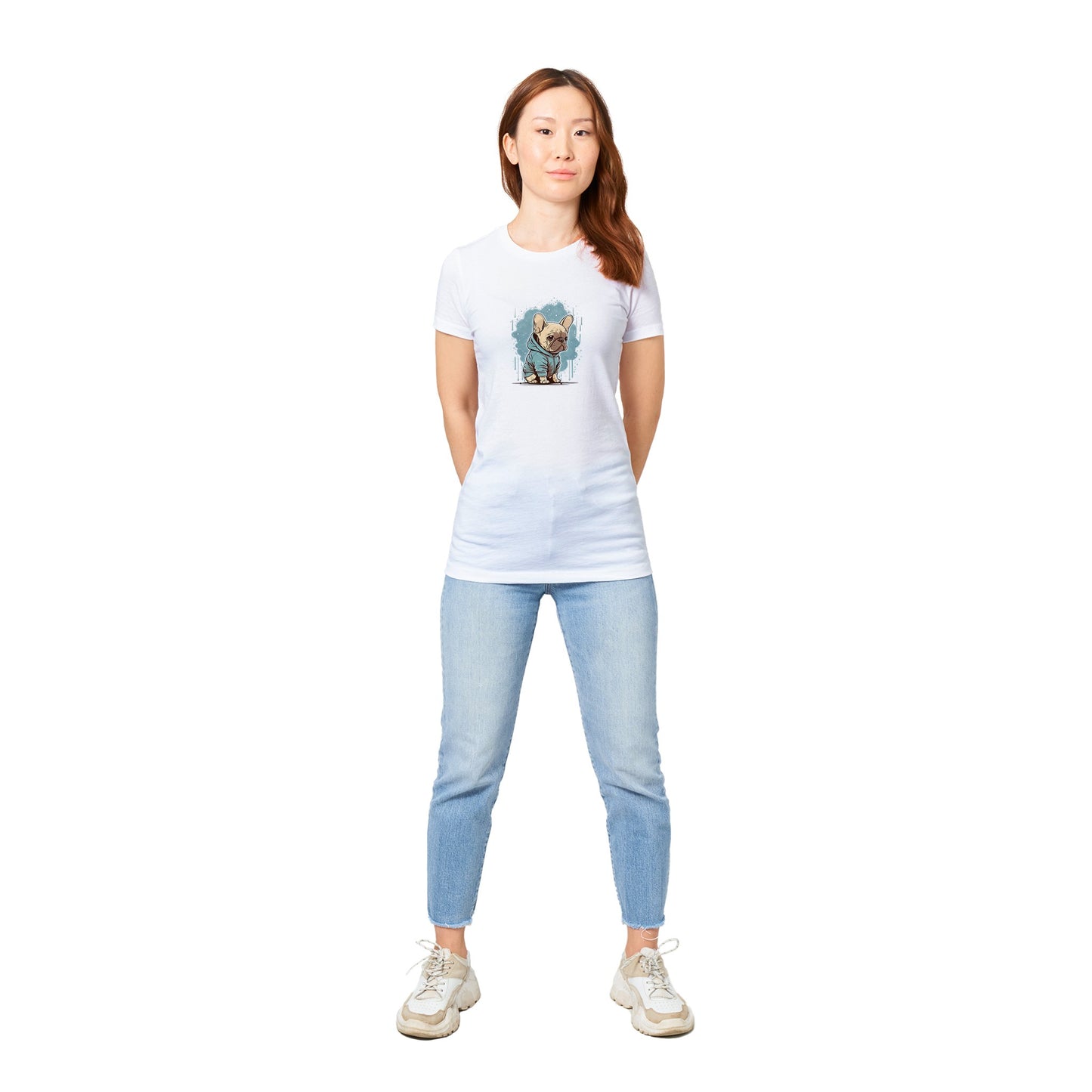 Kvinde T-shirt - Lys Fransk Bulldog Light Hoodie Artwork - Premium Kvinde T-shirt