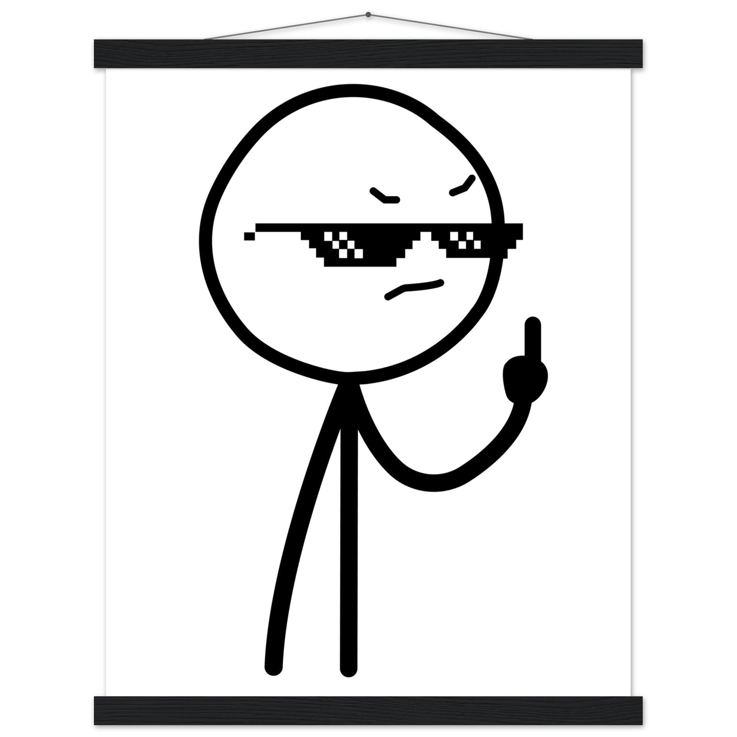 Funny Posters - Middlefinger Thug Artwork Drawing - Premium Matte Poster Paper with Hanger 
