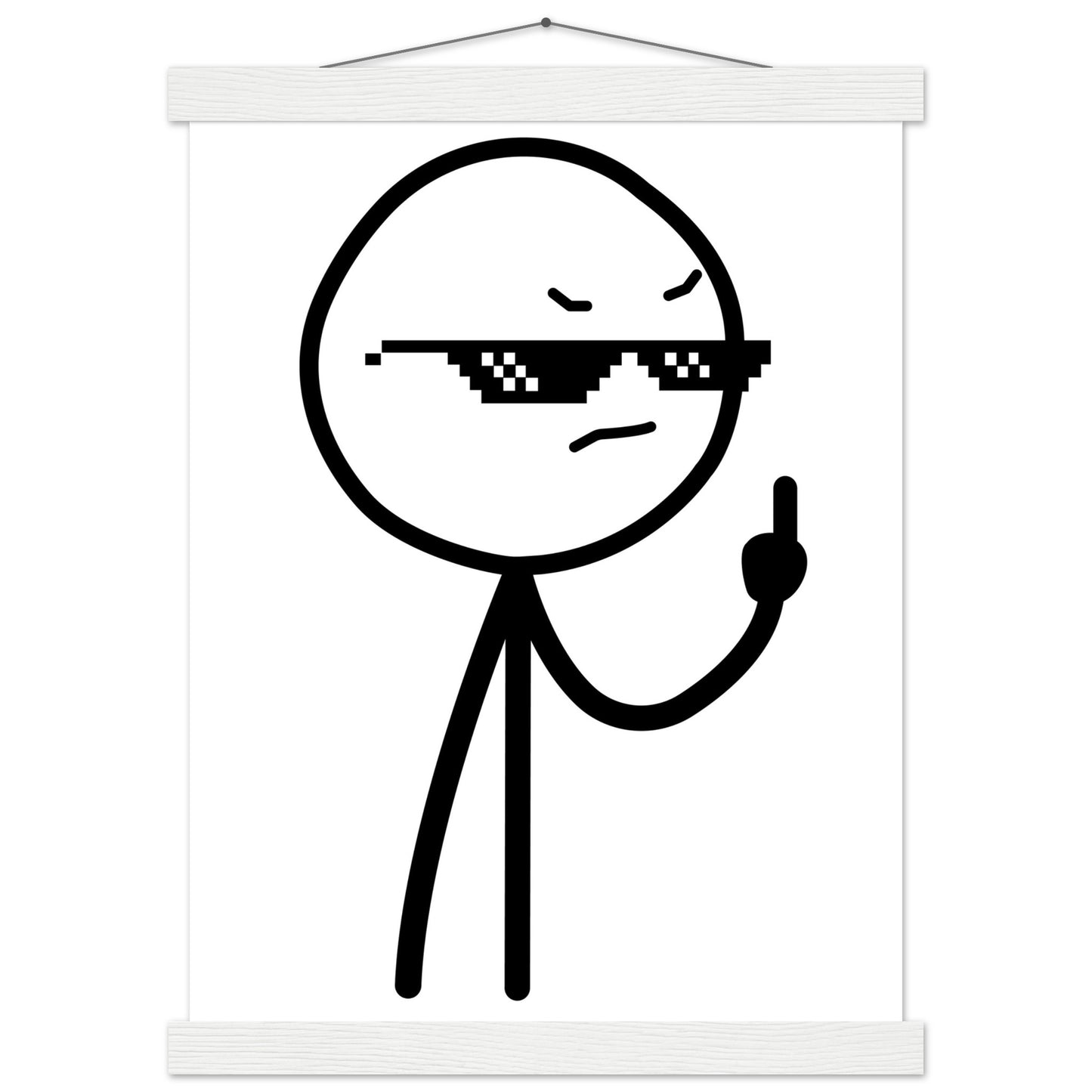 Sjove Plakater - Middlefinger Thug Artwork Drawing - Premium Mat Plakat Papir med Hanger