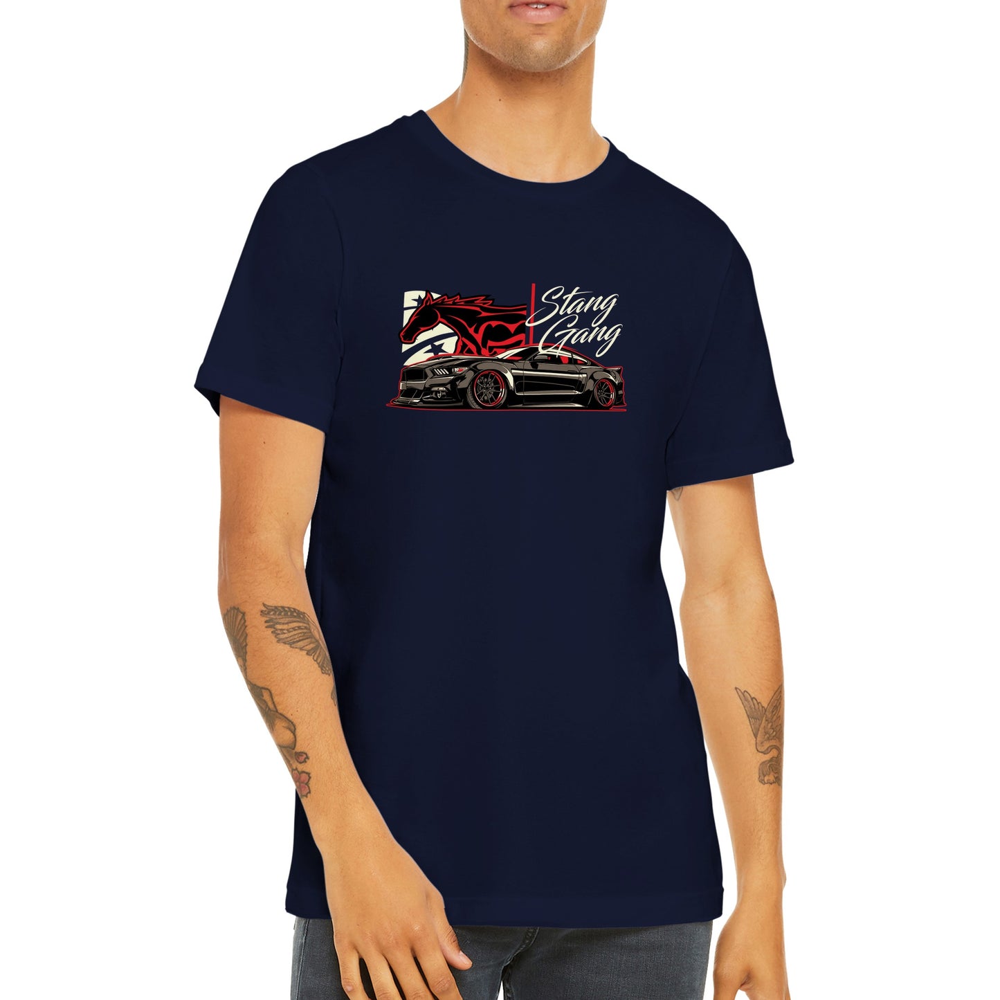 Auto-T-Shirt – Mustang-Kunstwerk – Stang Gang – Premium-Unisex-T-Shirt 