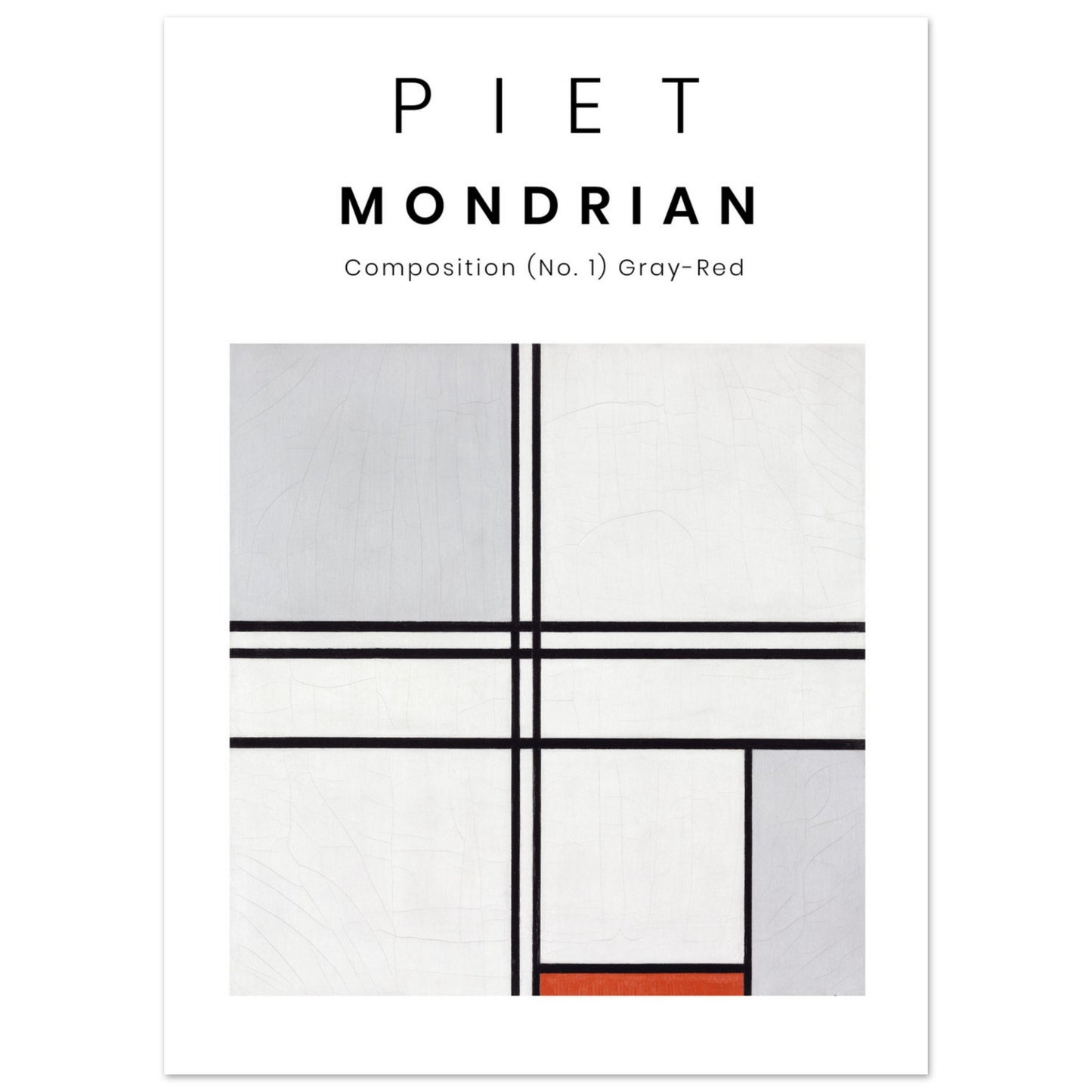 Plakat - Piet Mondrian - Grå-Rød maleri (1935). Original fra The Art Institute of Chicago.