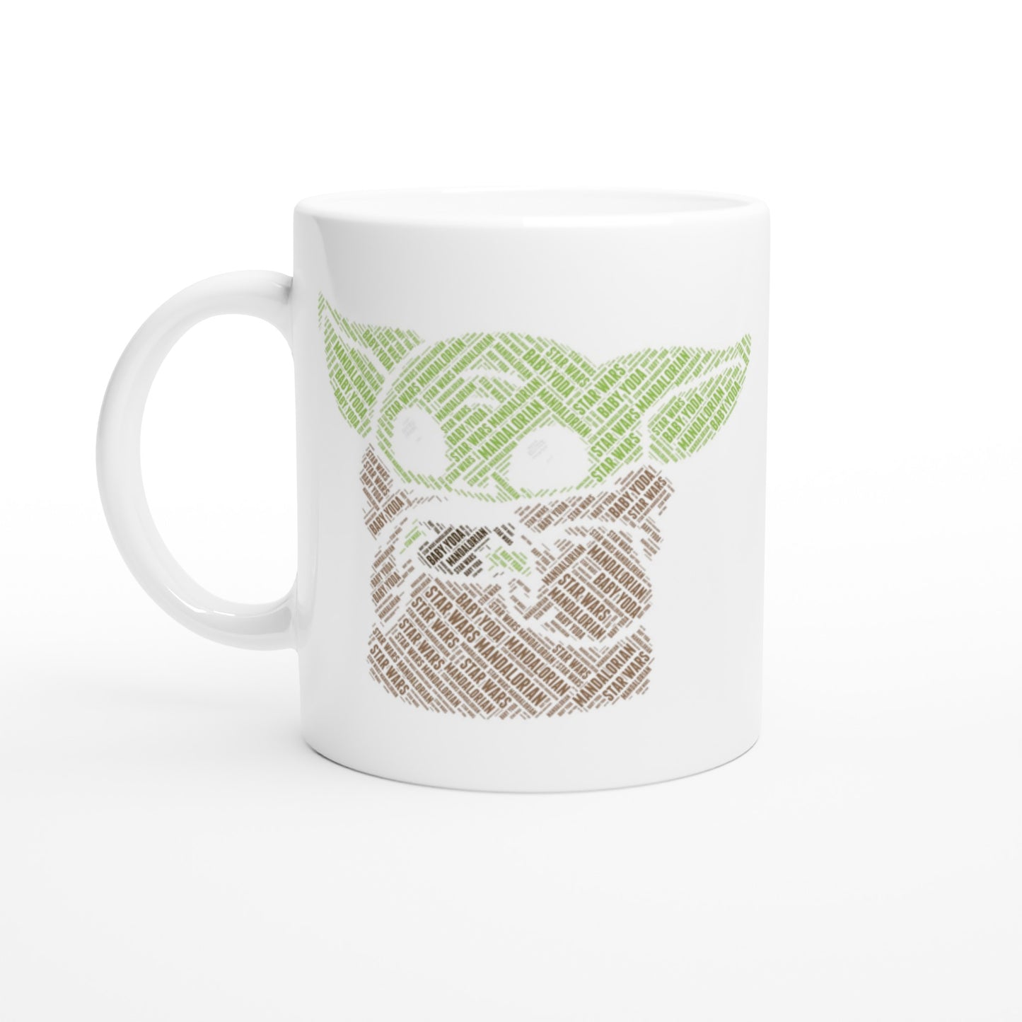 Coffee Mug - Baby Yoda Kalligram Artwork - White Ceramic 330ml Mug 