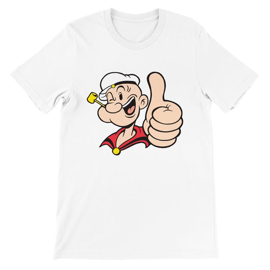 Popeye T-Shirt - Popeye Thumbs Up Artwork - Premium Unisex T-Shirt 