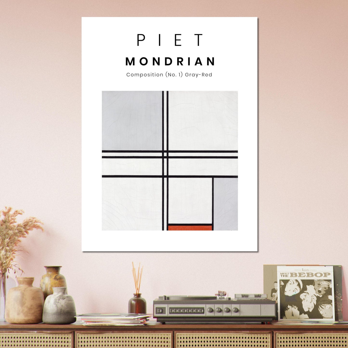 Poster - Piet Mondrian - Grey-Red painting (1935). Original from The Art Institute of Chicago. 