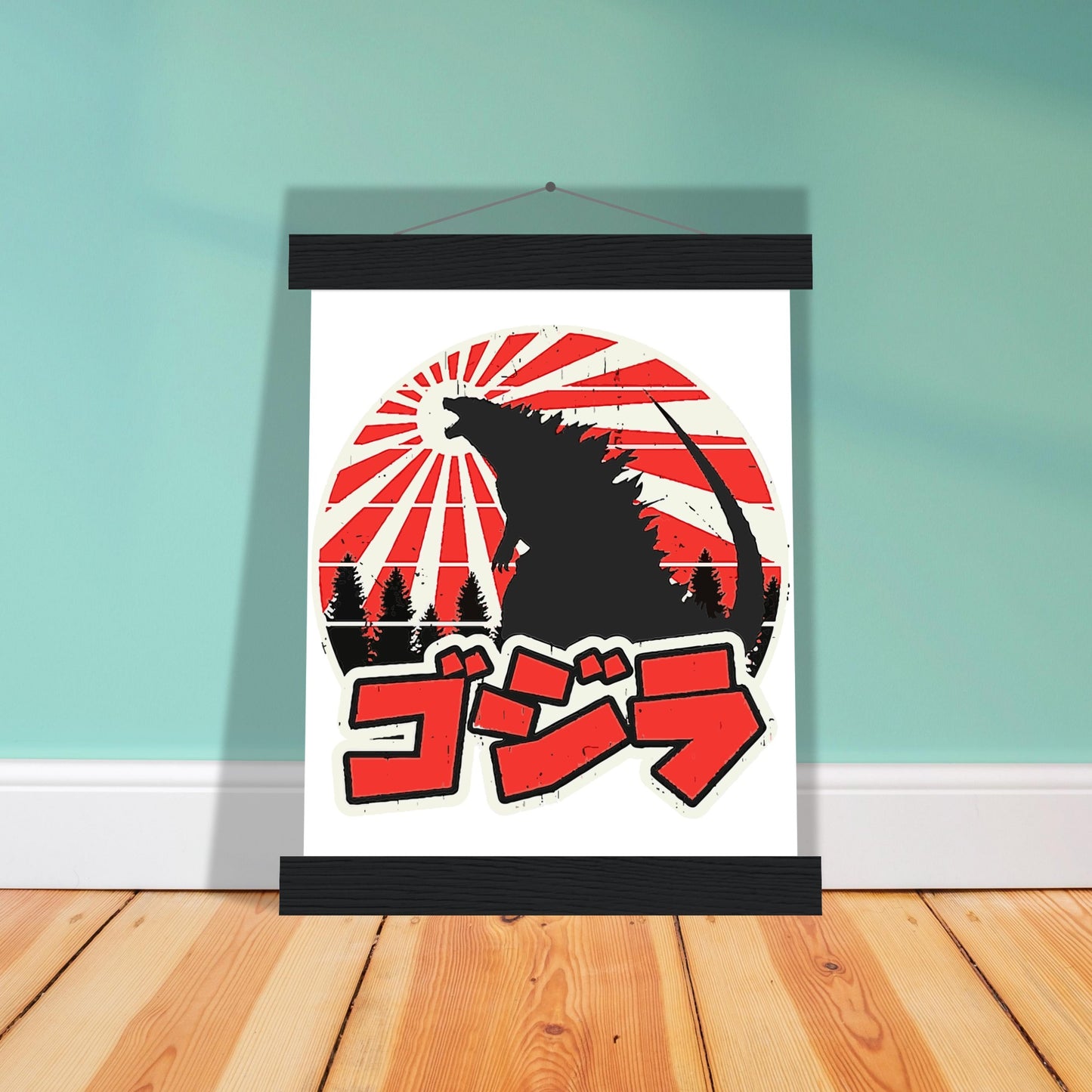 Film Plakat - Gojira - Godzilla Japan Artwork Platkat - Premium Mat Plakat med Hanger