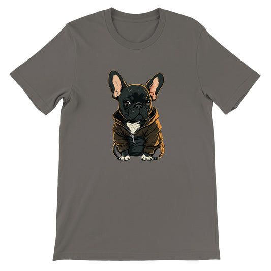 Hunde-T-Shirt – Französische Bulldogge, dunkles Hoodie-Kunstwerk – Premium-Unisex-T-Shirt