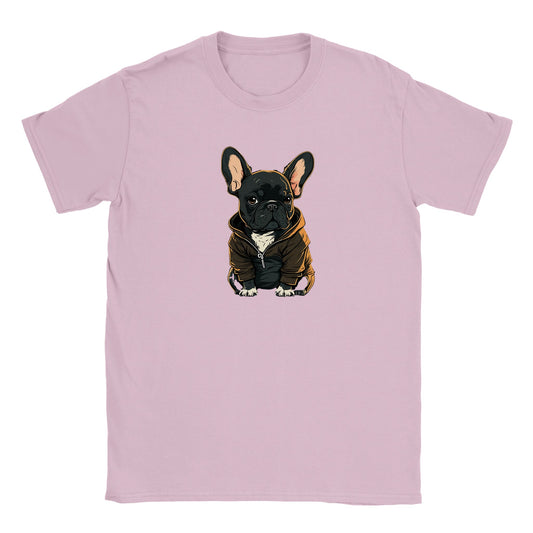 Hunde T-shirt - Fransk Bulldog Dark Hoodie Artwork - Klassisk Børne T-shirt