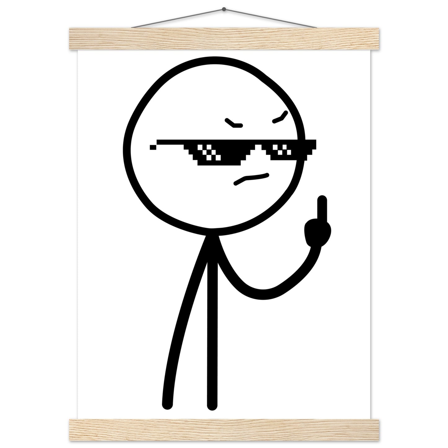 Funny Posters - Middlefinger Thug Artwork Drawing - Premium Matte Poster Paper with Hanger 