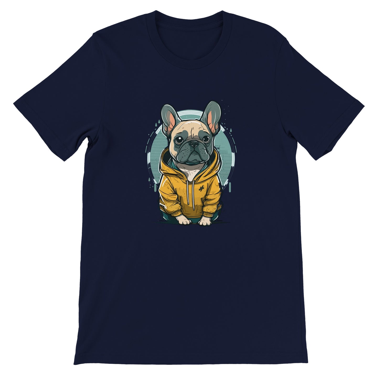 Hunde T-shirt - Fransk Bulldog Lys og Gul hoodie Artwork - Premium Unisex T-shirt