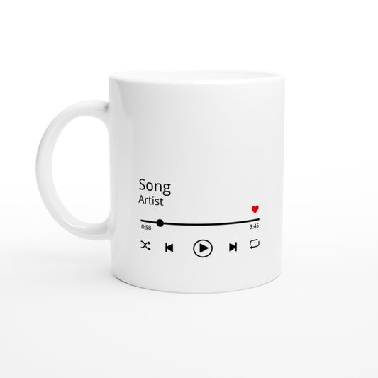 Musik-Tasse – Ihr Lieblingsmusik-Song und Künstler-Spieler-Tasse, 330 ml