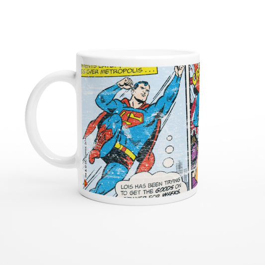 Officielt DC Comics Krus - Superman Distressed Strip - 330ml Hvidt Krus