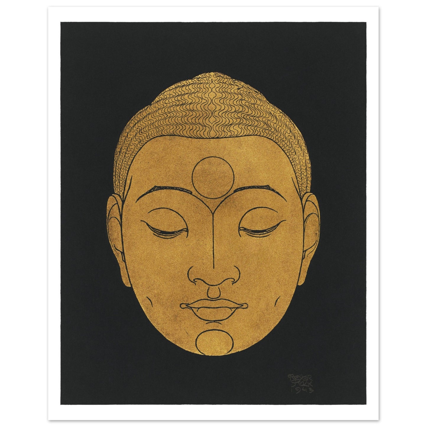 Poster - Vintage Art Head Buddha - Remix Reijer Stolk