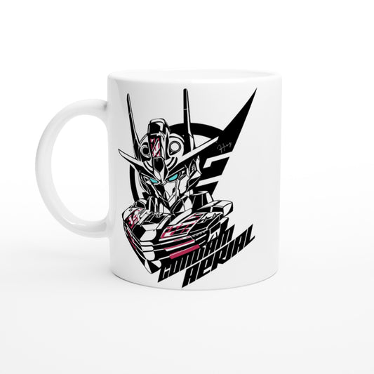 Gundam Mug - Gundam Aerial Artwork - White Ceramic 330ml Mug 