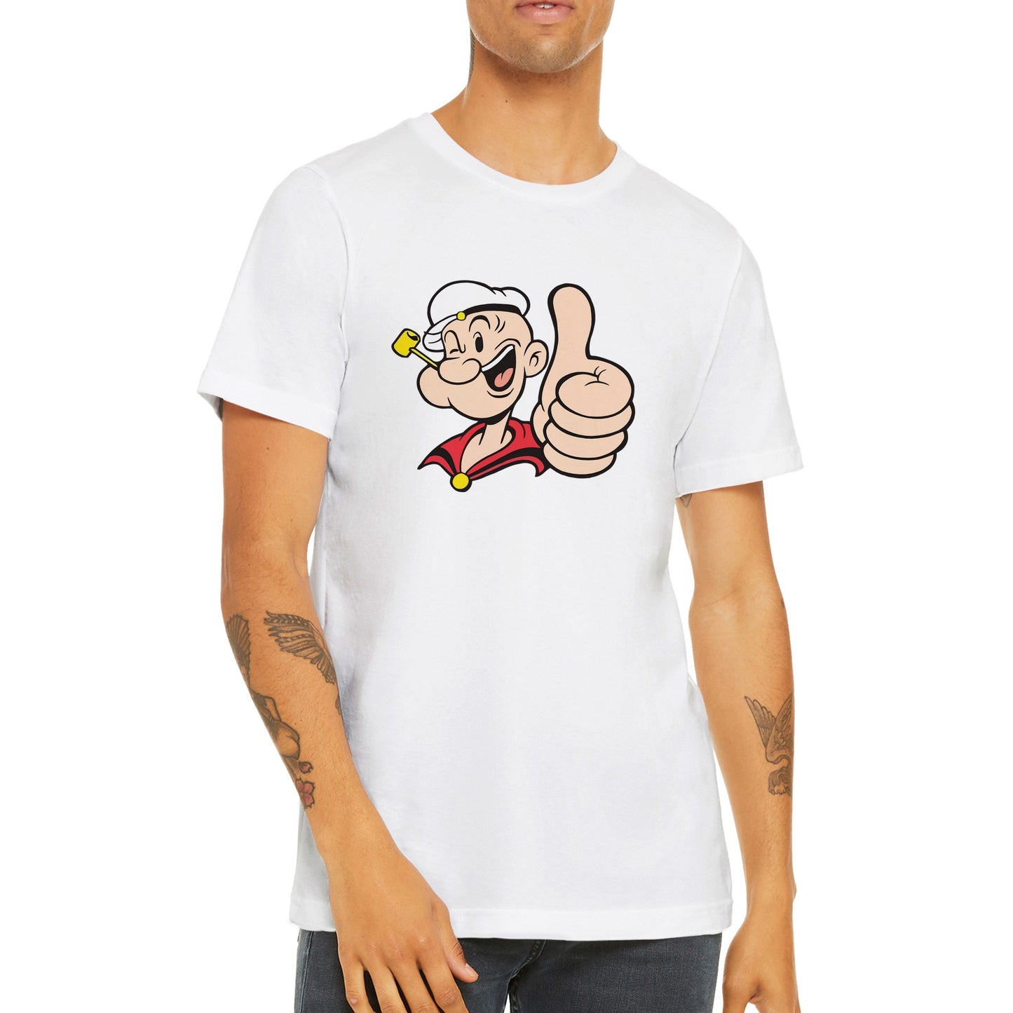 Popeye T-shirt - Popeye Thumbs Up Artwork - Premium Unisex T-shirt
