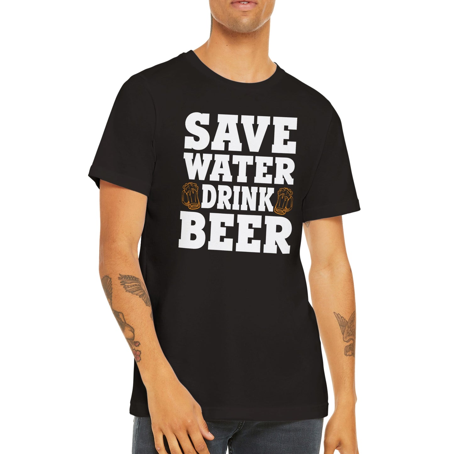 Lustige T-Shirts – Wasser sparen, Bier trinken – Premium-Unisex-T-Shirt 