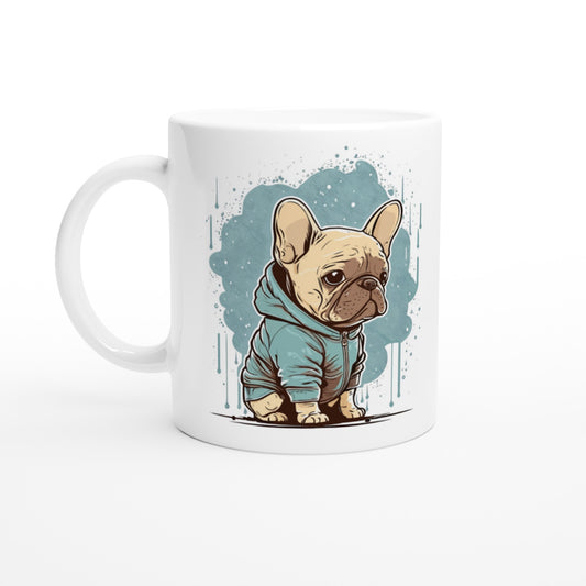 Coffee Mug - Light French Bulldog Light Hoodie Artwork - White 330ml Ceramic Mug