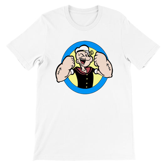 Popeye T-Shirt – Popeye Strong Arms Artwork – Premium Unisex T-Shirt 
