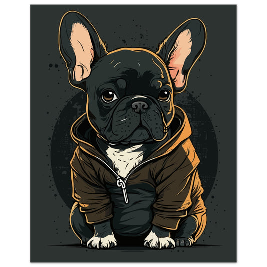 Poster – Französische Bulldogge Dark Hoodie Artwork – Premium mattes Posterpapier 