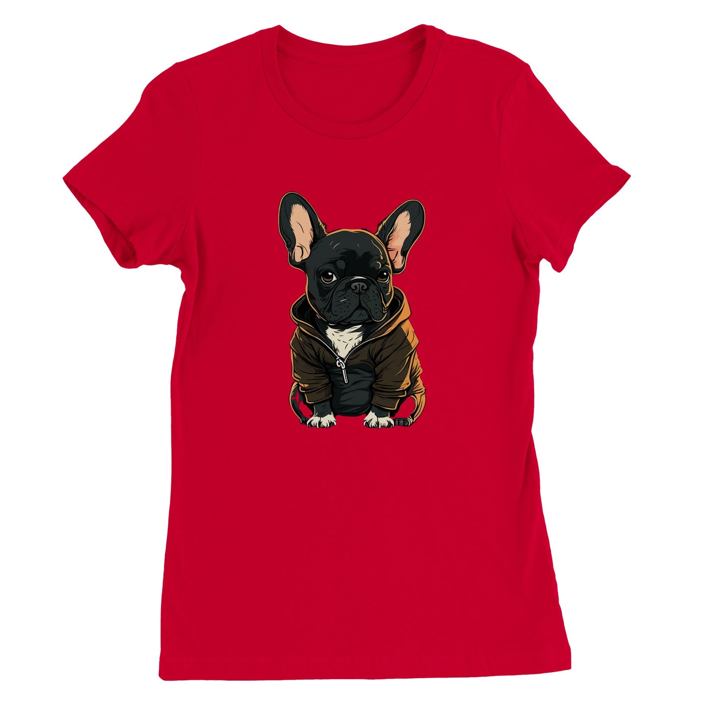 Hunde T-shirt - Fransk Bulldog Dark Hoodie Artwork - Premium Kvinde T-shirt