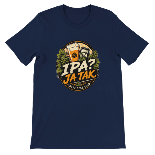 IPA? Ja Tak T-shirt med craft beer motiv, ølglas, humle og sjovt design til øl-elskere