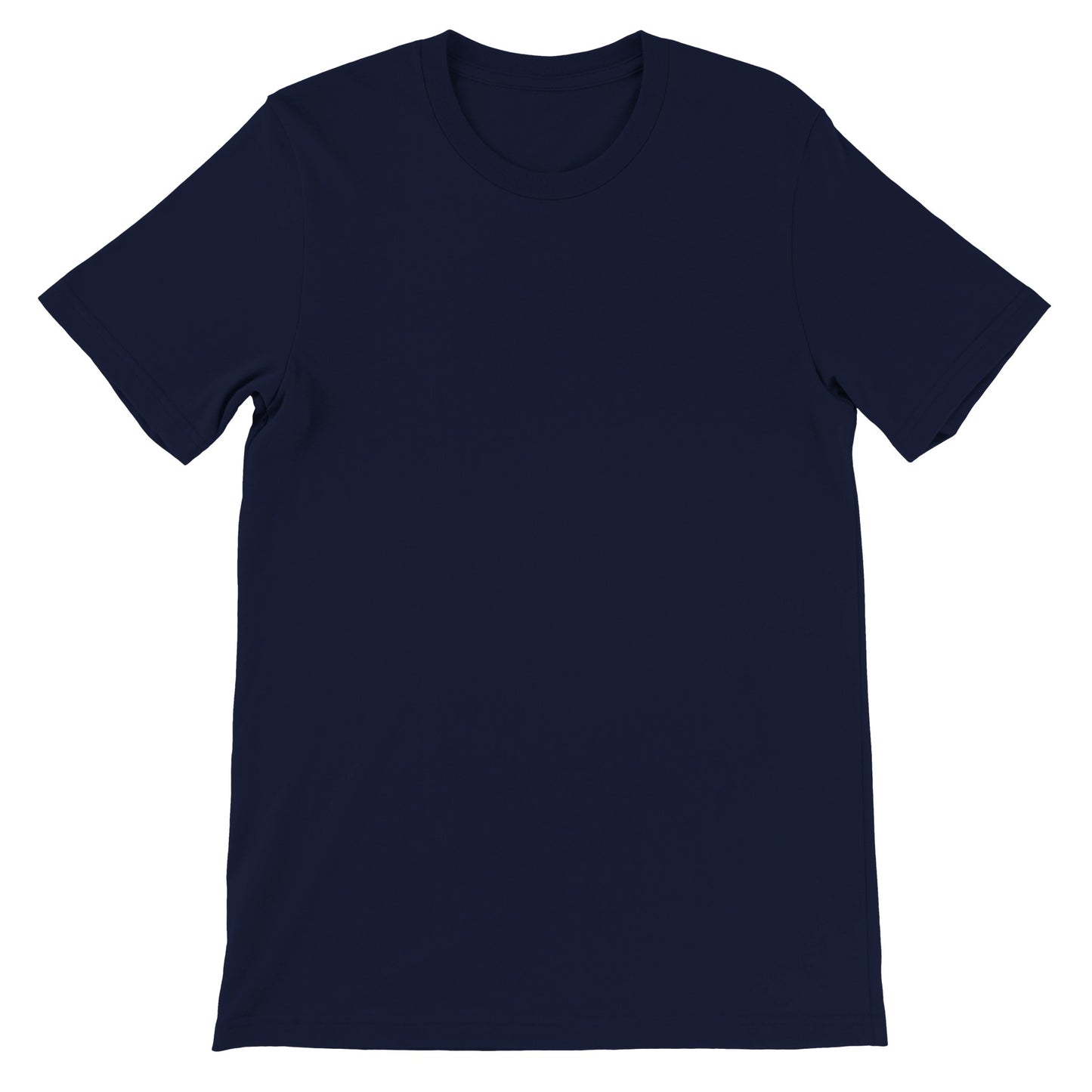 Personlig navy unisex T-shirt med eget billede og tekst lavet i online designværktøj