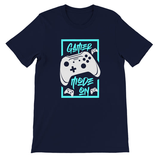 Unisex gaming T-shirt med teksten Gamer Mode On på fronten