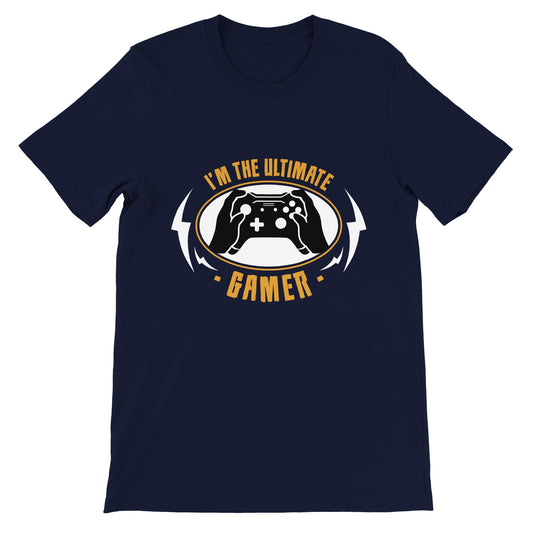 Unisex gaming T-shirt med teksten I’m the Ultimate Gamer på fronten
