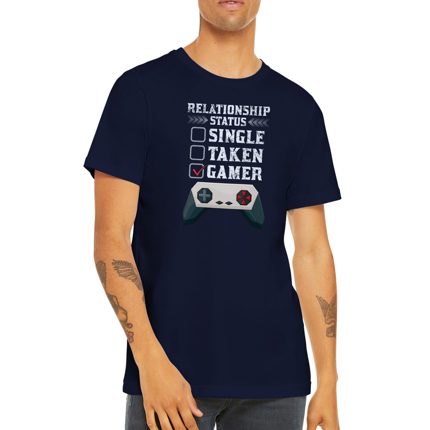 Gaming T-shirts - Relationship Status Single Taken Gamer - Premium Unisex T-shirt 