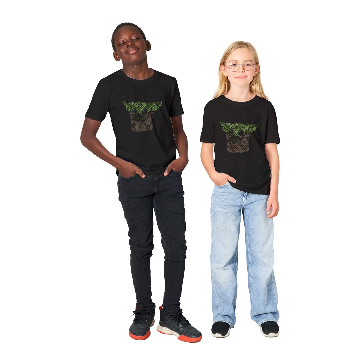Artwork Kinder-T-Shirt – Baby Yoda Kalligram Artwork – klassisches Kinder-T-Shirt 