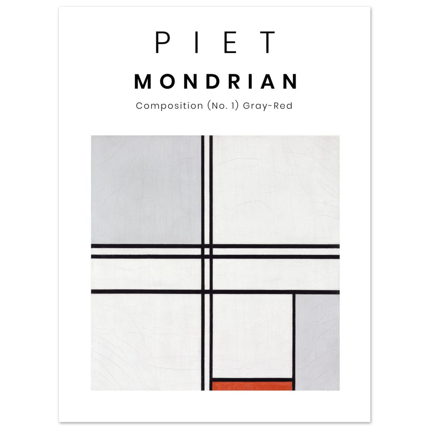 Poster - Piet Mondrian - Grey-Red painting (1935). Original from The Art Institute of Chicago. 