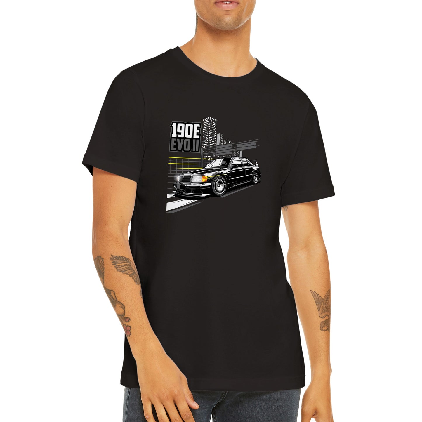 Car T-shirt - 190E Evo II Legend - Artwork - Premium Unisex T-shirt 