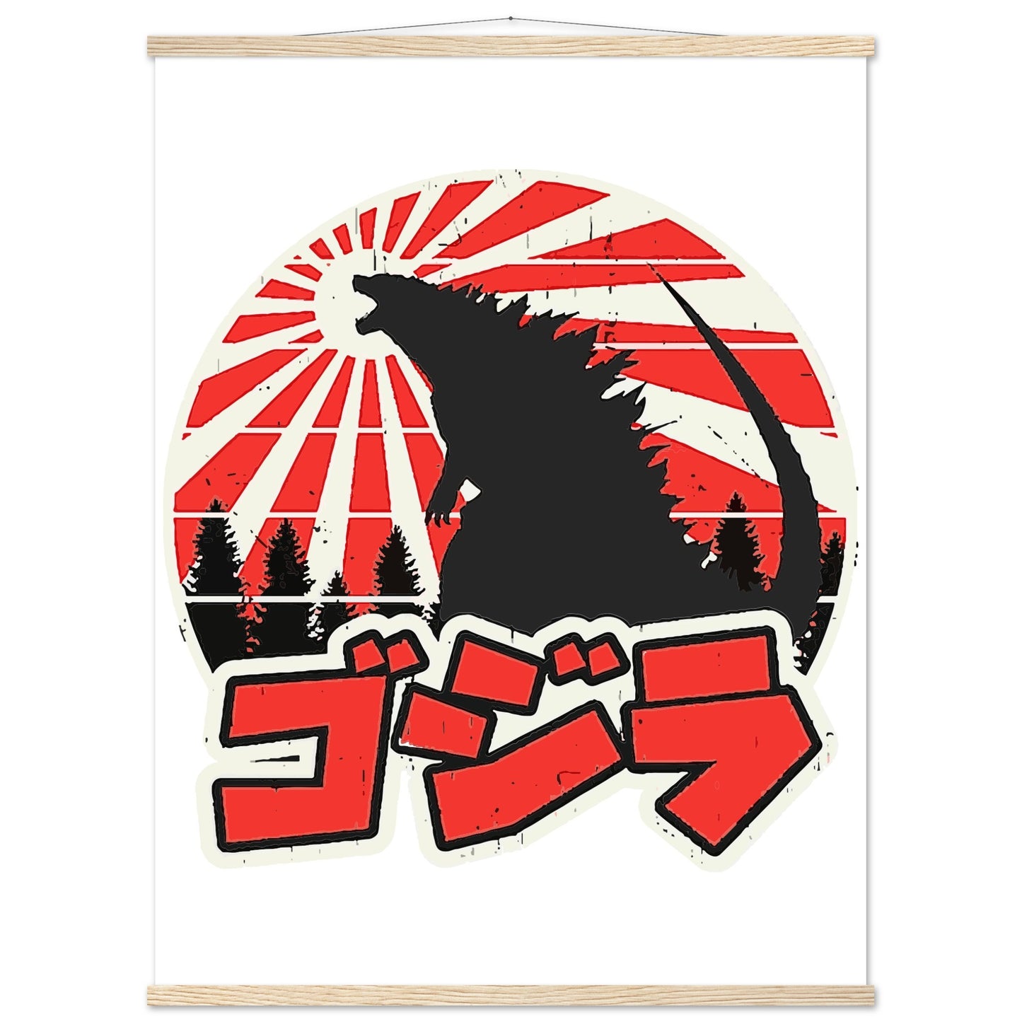 Film Plakat - Gojira - Godzilla Japan Artwork Platkat - Premium Mat Plakat med Hanger