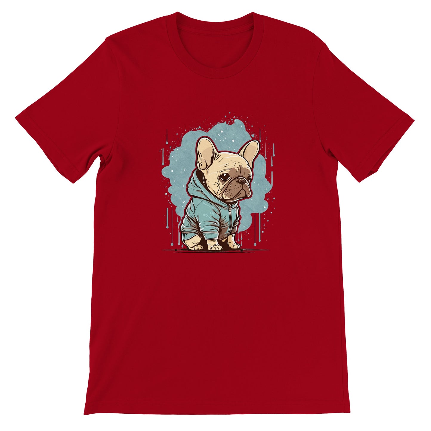 Hunde T-shirt - Lys Fransk Bulldog Light Hoodie Artwork - Premium Unisex T-shirt