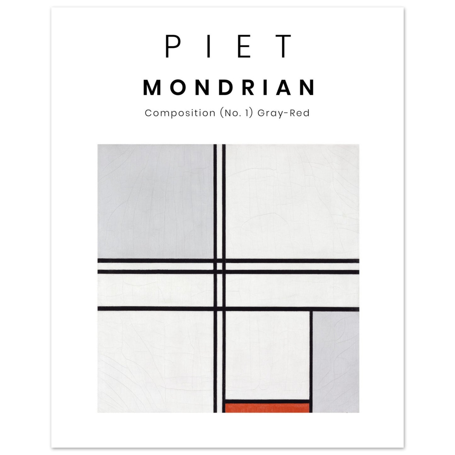Plakat - Piet Mondrian - Grå-Rød maleri (1935). Original fra The Art Institute of Chicago.