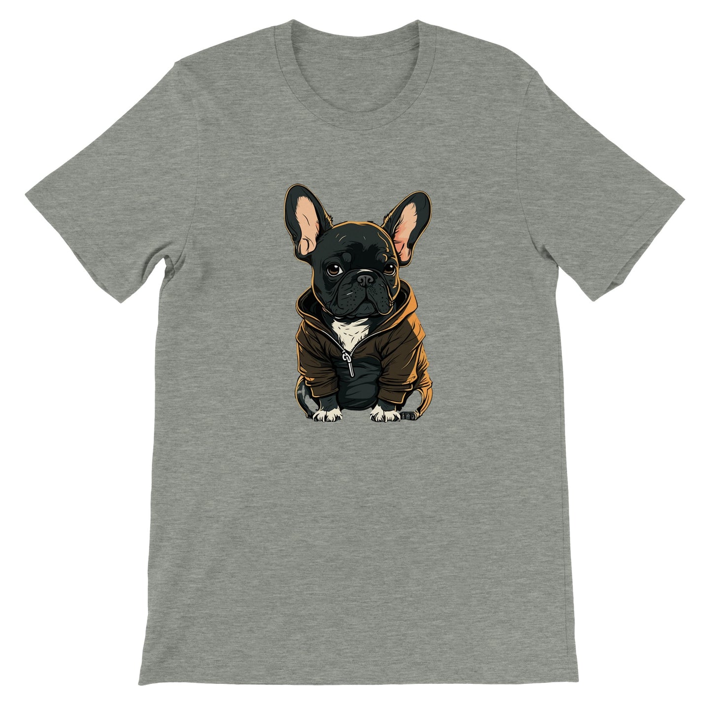 Dog T-Shirt - French Bulldog Dark Hoodie Artwork - Premium Unisex T-Shirt 