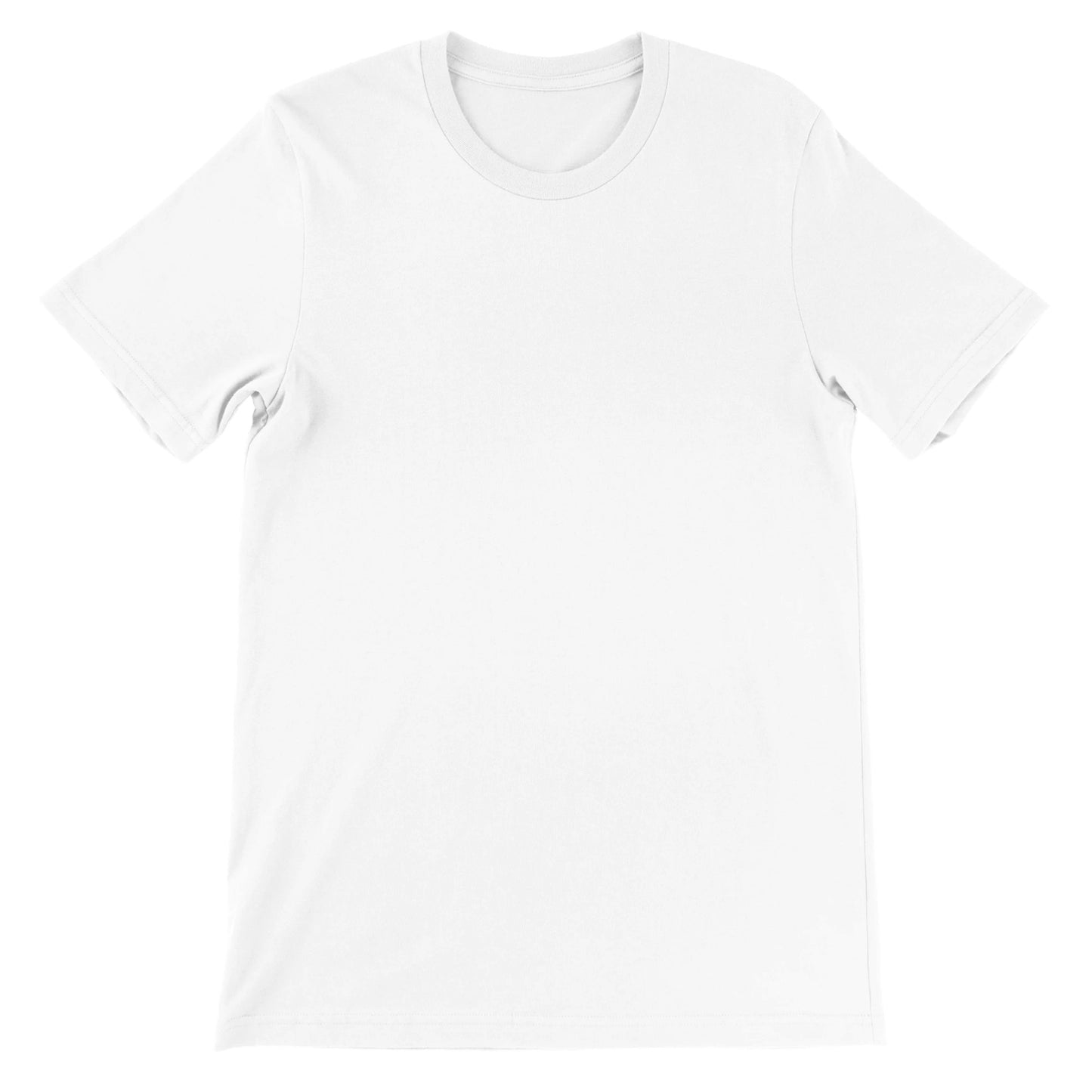Personlig hvid unisex T-shirt med eget billede og tekst lavet i online designværktøj