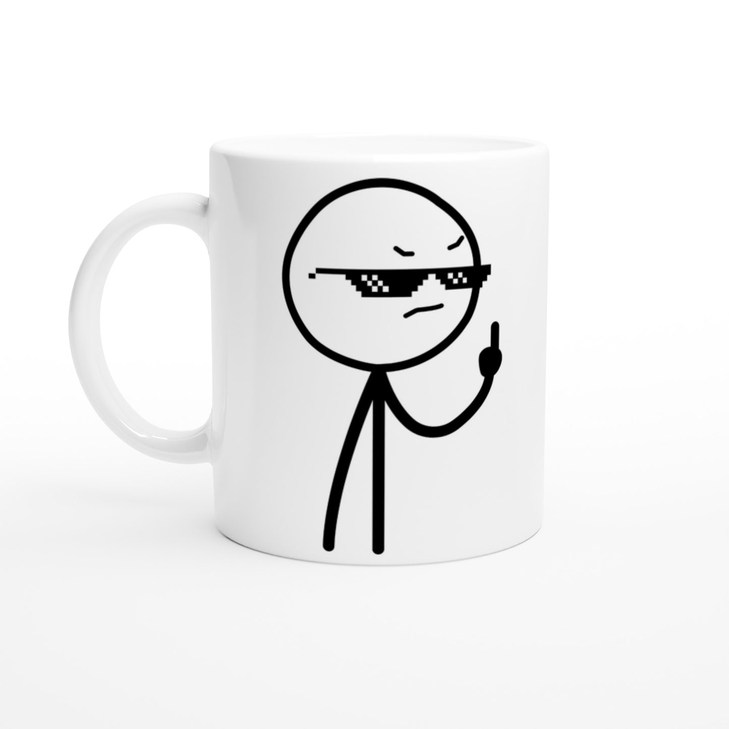 Lustige Kunstwerk-Tasse – Middlefinger Thug Artwork – weiße 330 ml Keramiktasse